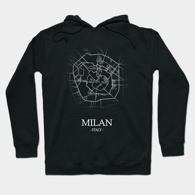 Milan City Map - Italy Cartography Hoodie by SPAZE